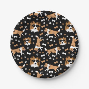 Assiettes En Carton Tablettes Shetland Sheepdog Mini Collie Motif Pap