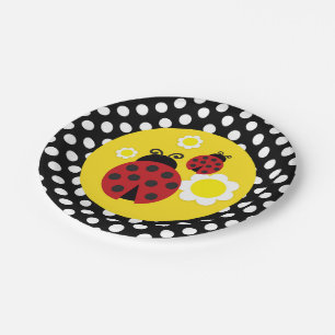 Assiettes En Carton Taches Jaunes Fleurs Rouge Coccinelle Baby Shower