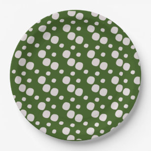 Assiettes En Carton Taches roses sur fond vert feuillu