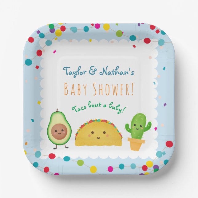 Assiettes En Carton Taco à propos d'un bébé ! Baby shower d'accueil à  (Recto)