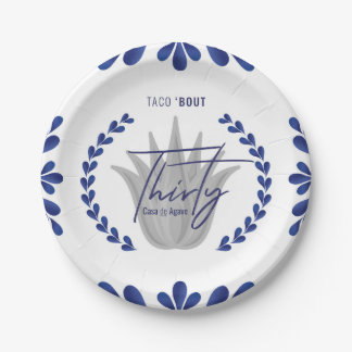 Assiettes En Carton Taco' Bout 30 | Plaques Tequila bleu/argent