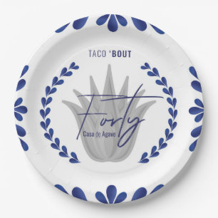 Assiettes En Carton Taco' Bout 40 Plaques papier Tequila bleu/argent