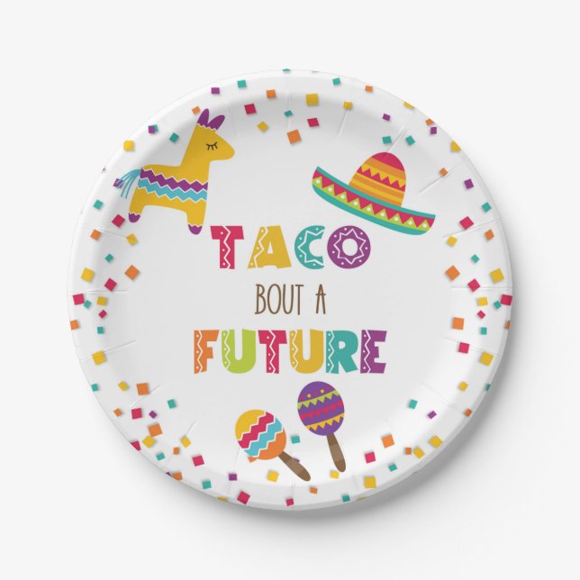 Assiettes En Carton Taco Bout a Future Fiesta Graduation Plate - Blanc (Devant)