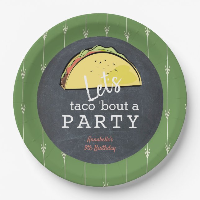 Assiettes En Carton Taco Bout A Party Chalkboard Fiesta Anniversaire (Devant)