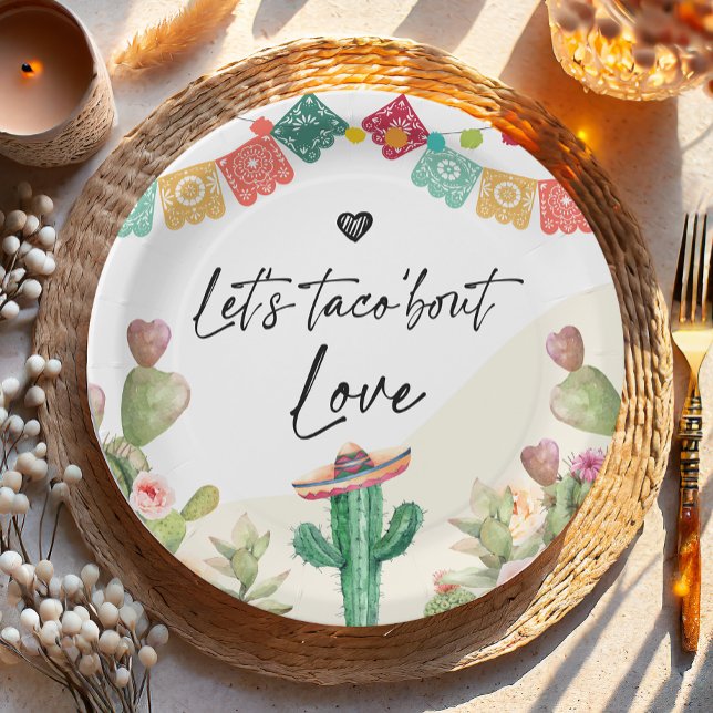 Assiettes En Carton Taco Bout Love Fiesta Aquarelle Cactus Douche (Créateur téléchargé)