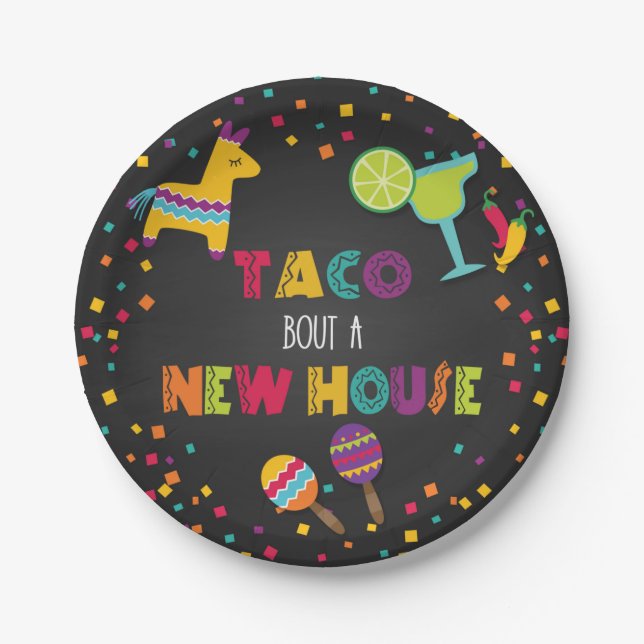 Assiettes En Carton Taco Bout, une nouvelle plaque de maison (Devant)