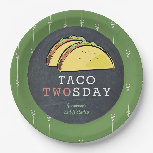Assiettes En Carton Taco Deux Jours Mardi Chalkboard 2e Anniversaire (Devant)