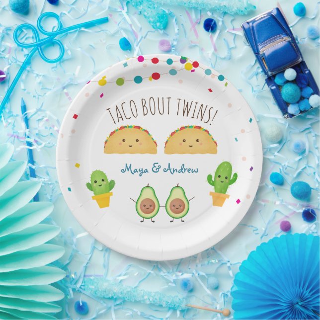 Assiettes En Carton Taco sur Twins ! Thème Fiesta Twin Baby Reveillez  (Fête)