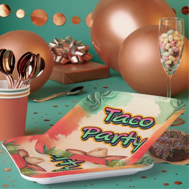 Assiettes En Carton Taco Time (Multi)