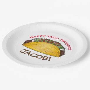 Assiettes En Carton Taco TWOSday Mardi 2 Anniversaire fête Fiesta
