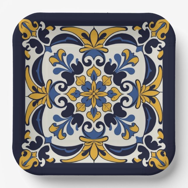 Assiettes En Carton Talavera Carrelage Cinco (Recto)