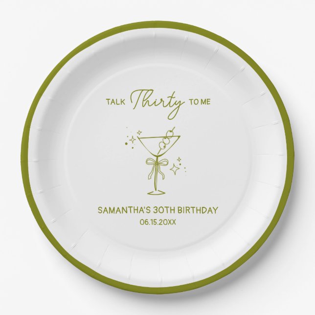 Assiettes En Carton "Talk Thirty To Me" Sale Martini 30e anniversaire (Devant)