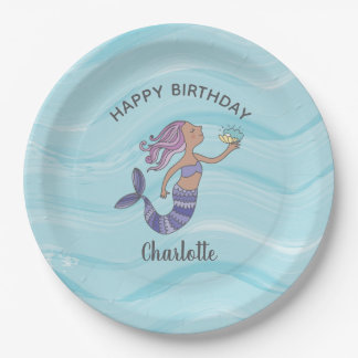 Assiettes En Carton Tan Skin Purple Sirène Anniversaire