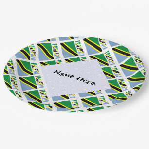 Assiettes En Carton Tanzanie Drapeau Tanzanien Carrelé Personnalisatio