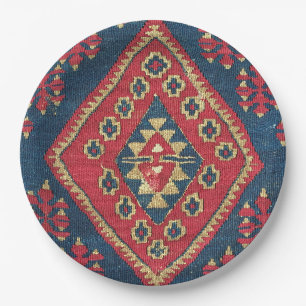 Assiettes En Carton Tapis Kilim Turc Antique Rouge Bleu