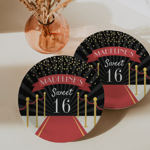 Assiettes En Carton Tapis rouge personnalisé thème Sweet 16