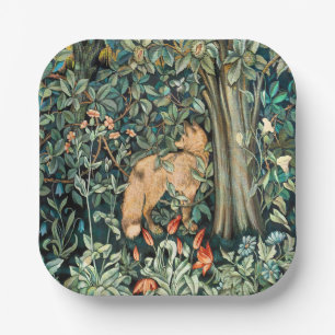 Assiettes En Carton Tapisserie Art Déco Antique Renard Forêt de Willia
