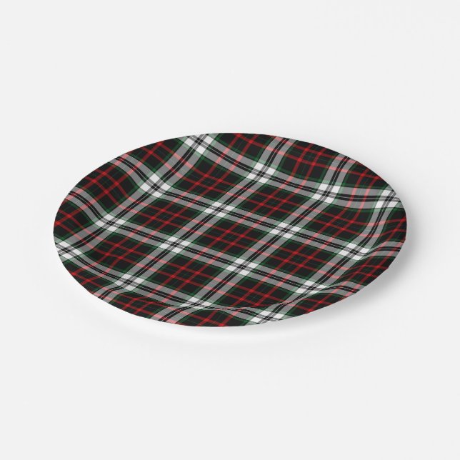 Assiettes En Carton Tartan à carreaux bleu, rouge et vert de Noël (Angle)