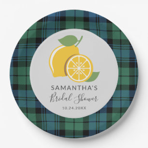 Assiettes En Carton Tartan à carreaux Citron Mariage Champêtre