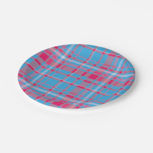 Assiettes En Carton Tartan bleu et rouge