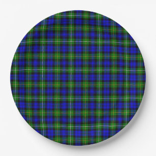 Assiettes En Carton tartan Campbell bleu vert carreaux