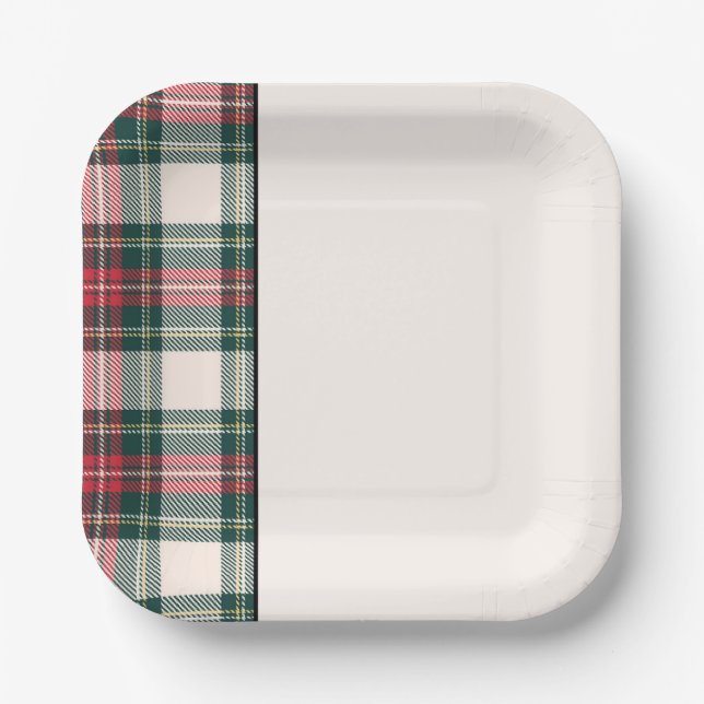 Assiettes En Carton Tartan de vacances classique Plaid Festif Deux Ton (Recto)