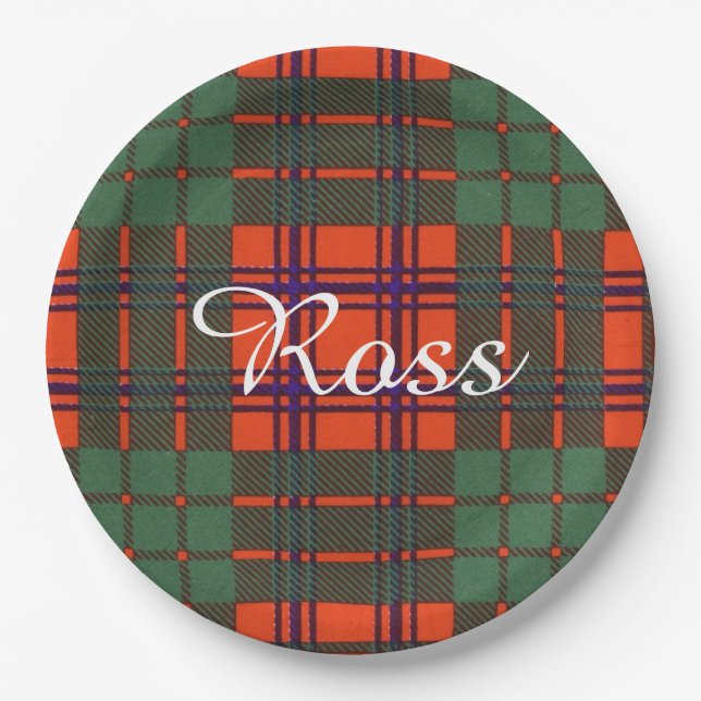 Assiettes En Carton Tartan d'écossais de plaid de clan de Ross (Devant)
