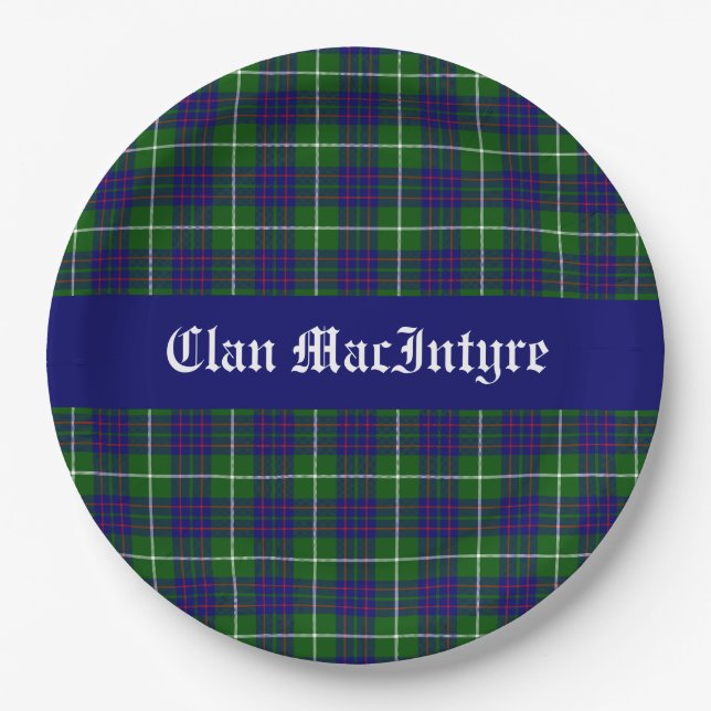 Assiettes En Carton Tartan personnalisable du clan MacIntyre (Devant)