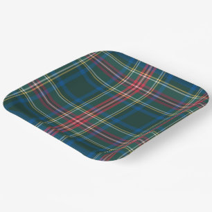 Assiettes En Carton Tartan Plaid Black Green Red Christmas Festive
