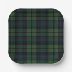 Assiettes En Carton Tartan Tissu Plaque en papier