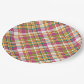 Assiettes En Carton Tartan Vintage rétro Tartan Carré Motif