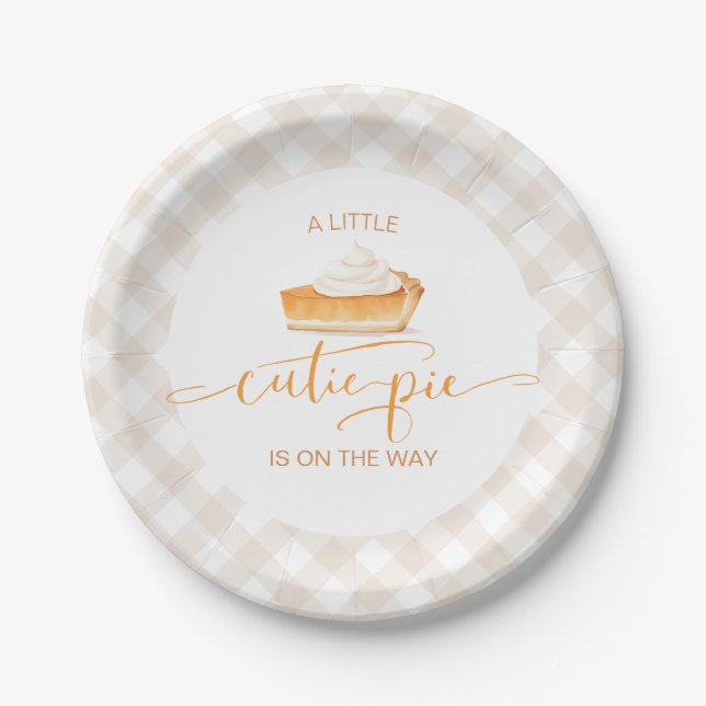 Assiettes En Carton Tarte à citrouille Cutie  Chute baby shower plaid (Devant)