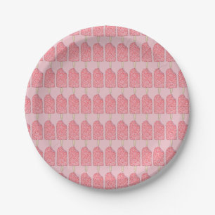 Assiettes En Carton Tarte aux fraises Crème rose glacée Popsicle sucré