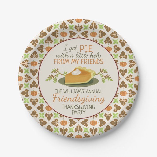 Assiettes En Carton Tarte de citrouille de partie de Friendsgiving de (Devant)