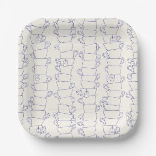 Assiettes En Carton Tasse de thé anglaise bleue rayée
