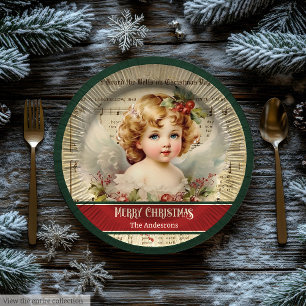 Assiettes En Carton Tasse des Anges de Noël Vintage Cadeau de Noël Rét