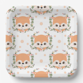 Assiettes En Carton Tatouage de Hedgehog And Flower