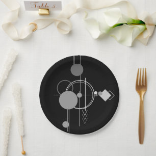Assiettes En Carton Tatouages Art Déco Moderne Minimalisme Monochrom