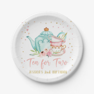 Assiettes En Carton Tea pour deux fêtes Floral Tea Girl Birthday Part
