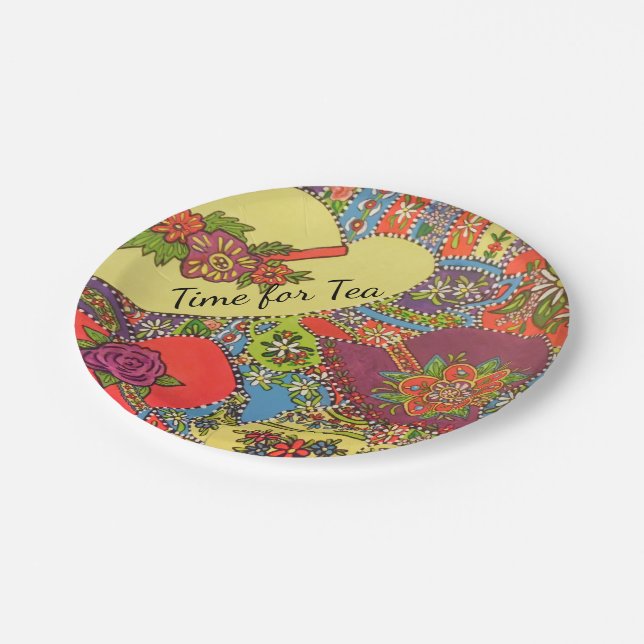 Assiettes En Carton Tea Time Casquettes (Angle)