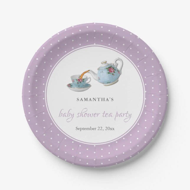 Assiettes En Carton Teacups Baby shower Tea Party (Devant)