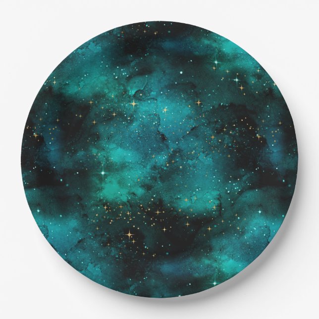Assiettes En Carton Teal galaxy Series Design 1 (Devant)