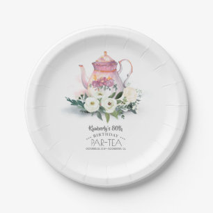 Assiettes En Carton Teapot Floral Anniversaire Par Thé