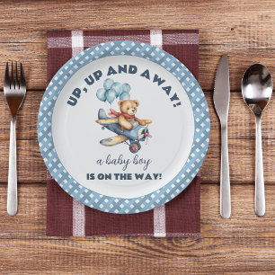 Assiettes En Carton Teddy Bear Avion Ballons Baby shower garçon