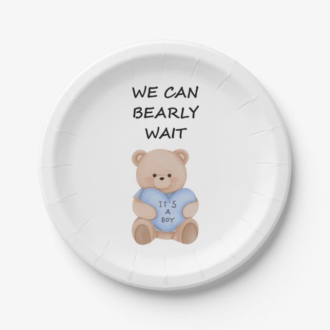Assiettes En Carton Teddy Bear Baby Shower (Devant)