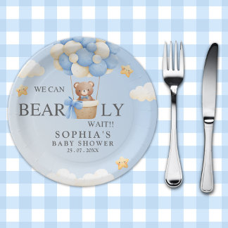 Assiettes En Carton Teddy Bear Baby shower boy Decoration