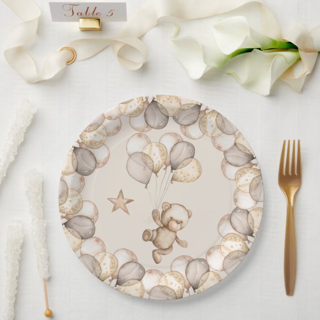 Assiettes En Carton Teddy Bear Bear Baby shower Ours Sexe Neutre (Mariage)