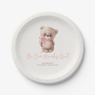 Assiettes En Carton Teddy Bear Brown et Baby shower rose