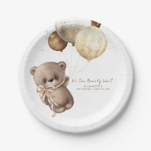 Assiettes En Carton Teddy Bear Brown et Gold Boho Baby shower