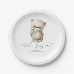 Assiettes En Carton Teddy Bear Brown et Sage Baby shower